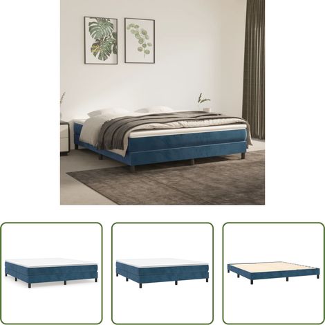 Matelas de lit -  Sommier à lattes de lit et matelas Bleu foncé 160x200cm Velours (1/5)