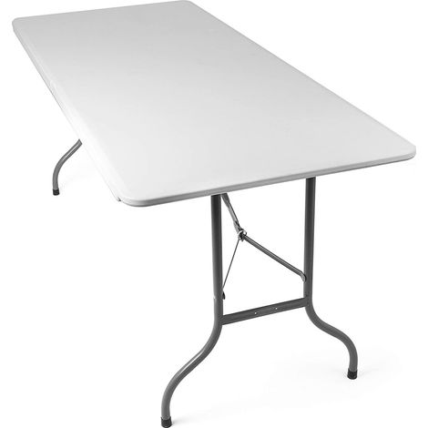 Mesa BLANCA plegable transportable SILVERA con asa 180 x 75 x 74 cm (1/5)