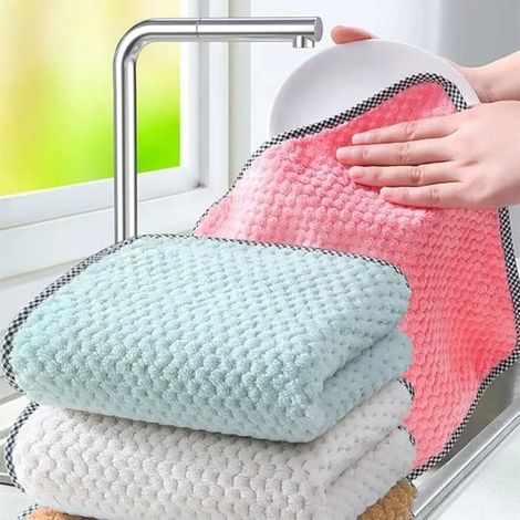 12PCS Serviette de Cuisine à séchage Rapide 25x25 cm Torchons Ultra Doux et hautement pour Nettoyage de Miroir en Verre dans Cuisine (1/4)