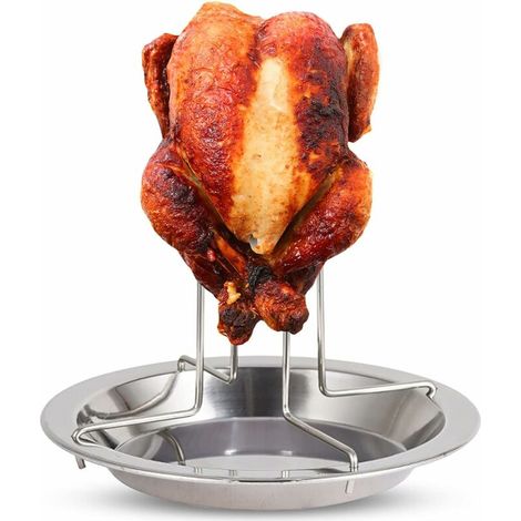 Grille à poulet pour barbecue, support à poulet pour barbecue, rôtissoire antiadhésive pour poulet et dinde, ustensiles de cuisine extérieure pour barbecue à base de canettes de bière-AquaForge