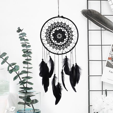 Décoration murale pour fête à la maison : attrape-rêves en dentelle, pendentif attrape-rêves en plumes, cadeau (1/5)