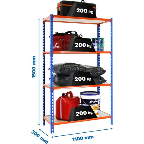 Simonrack Moderne Regal Blau 4 Regalböden 200 kg