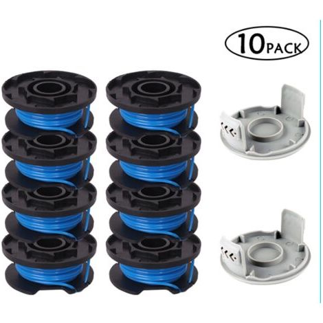 Ahlsen 10er-Pack Ersatzspulen für Ryobi 1/4 Zoll Trimmer, kompatibel mit dem kabellosen Trimmer Ryobi One+ AC14RL3A, 8 Spulen + 2 Schneidkappen (1/5)