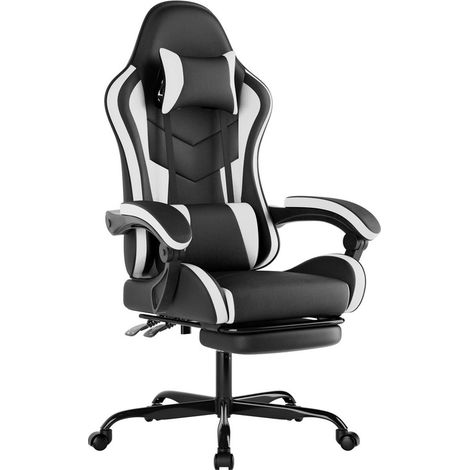 Chaise gaming ergonomique avec repose-pieds – Coussin lombaire et appui-tête, chaise d’ordinateur réglable en hauteur (1/5)