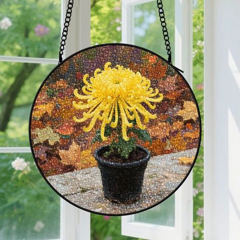 Suspension en vitrail - Attrape-soleil unique élégant coloré, décoration maison fenêtre, cadeau Noël, Fête des Mères pour femme, homme 16 cm (1/5)