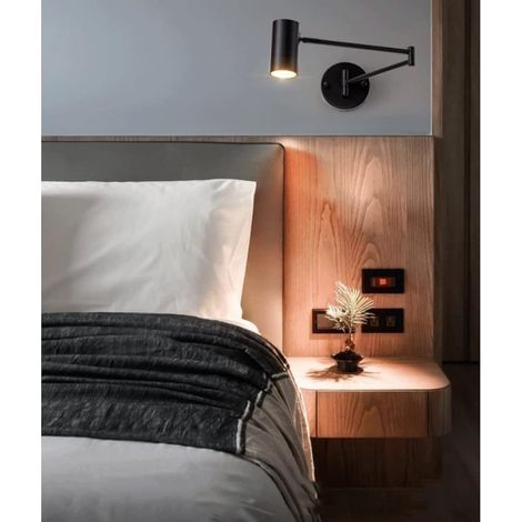 LED-Wandleuchte mit Gelenkarm, verstellbare Klappwandleuchte, verstellbare Leselampe für Wohnzimmer, Schlafzimmer, Nachttisch, Schwarz (1/4)