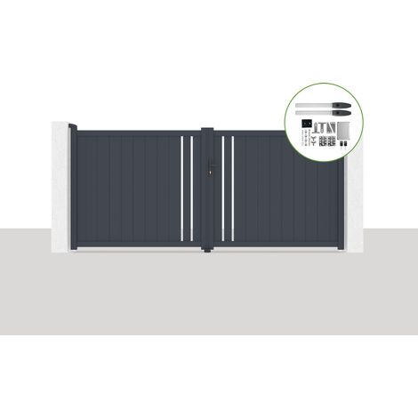 Portón eléctrico batiente 3,5x1,6m GIONA + HICKER B200 motorización (1/5)