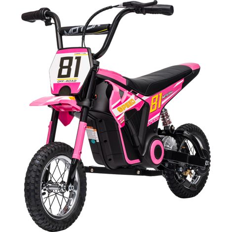 Kids Electric Motorbike, 24V Ride On Motorcycle with 3 Speeds Rear Suspension, Dirt Bike for 8-12 Years Old, Pink (1/5)