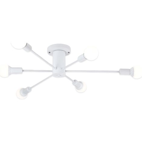 1 Lustre plafond 6 têtes,Design industriel rétro,Structure en fer,Eclairage LED,Pour chambre salon (1/5)