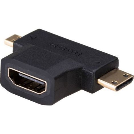 Adaptateur HDMI - Mini HDMI vers Micro HDMI - HDMI 1.4 - Plaqué Or - 28 x 12 x 45 mm - 1 Pièce (1/2)