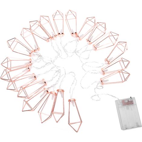 Guirlande lumineuse géométrique rose doré à 20 LED pour mariage, fête, chambre ou Noël. (1/5)