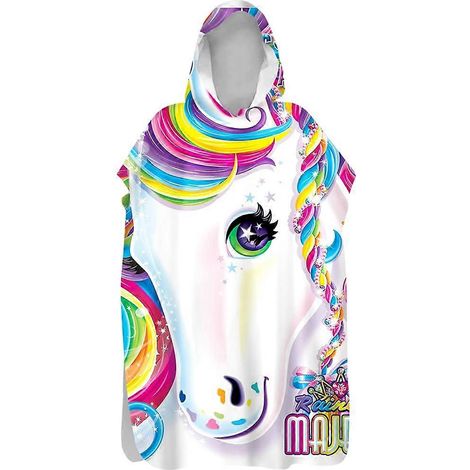 Poncho de surf Treer, poncho de bain 3D, serviette de plage à séchage rapide, microfibre pour adultes 80 x 145 cm Réf. : 1590 (1/5)