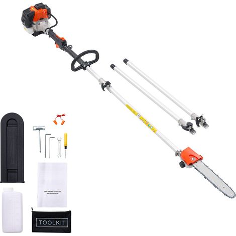 Tronçonneuse sur perche à essence 25CC, guide 30,5 cm, réservoir 650 ml, extensible 2,12-3,62 m, pour élagage et taille des arbres (1/5)