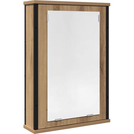 Armoire à miroir de salle de bain chêne artisanal 42x12x60 cm