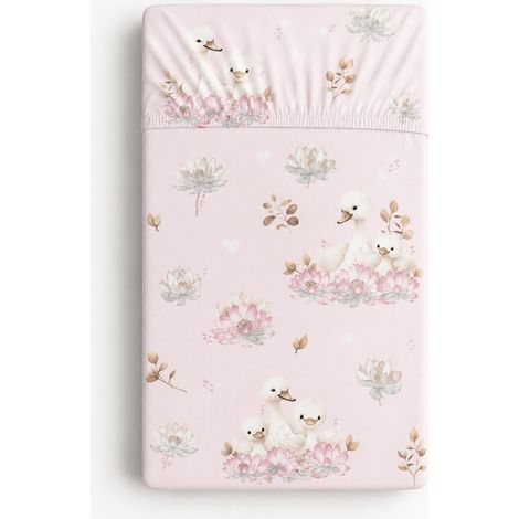 Lenzuolo con angoli in cotone per culla 120x60 cm - Little Swans (1/2)