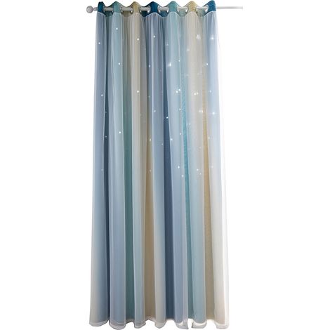 Verdunkelungsvorhänge mit Sternenmuster für Kinderzimmer, Mädchenzimmer, Wohnzimmer, doppellagige, bunte Sternenvorhänge, 1 Paneel (53 Zoll B x 95 Zoll H, blau) (1/5)