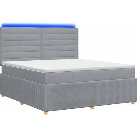 Letto Box Spring LED con Materasso Grigio Chiaro 180 x 200 cm vidaXL (1/5)