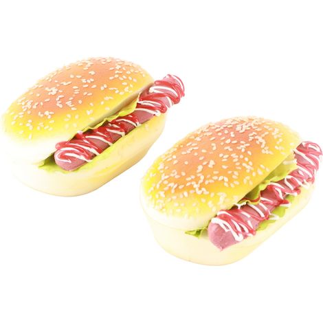 Lot de 2 autocollants magnétiques pour réfrigérateur, motif hamburger au bacon et hamburger au jambon. (1/5)