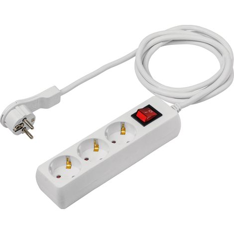 3-fach Steckdosenleiste 2m 230V weiß Flachstecker Bügel IP20 (1/3)
