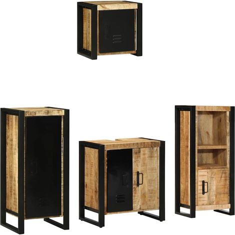 Maison Exclusive - Set di mobili per il bagno 4 pz Marrone e Nero 40 x 35 x 90 cm (1/5)