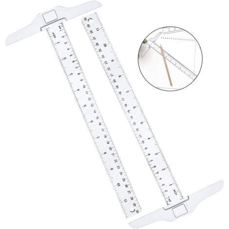 Plastic Ruler T, Double Scale for Drawing and Office, 30 cm, 2 Pieces (1/4)