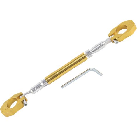 Phefop Stabilisateur de Guidon de Barre de Renfort en Aluminium Guidon de Moto Attelle de Guidon de Vélo Réglable Min 28 Cm 32 Cm Anti-vibration en Alliage d'Aluminium Universel (GOLD) (1/5)