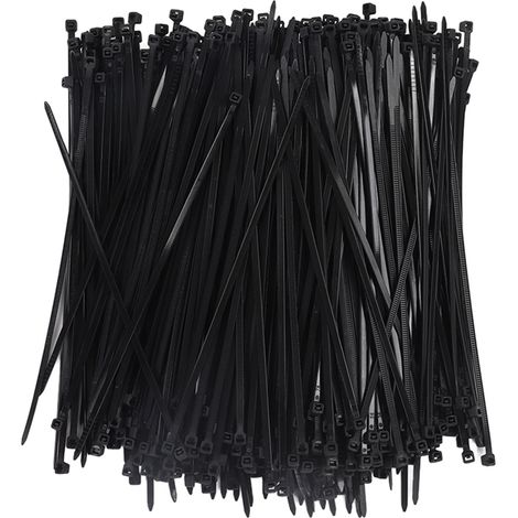 Packung mit 1000 schwarzen, selbstverriegelnden Nylon-Kabelbindern, extrem reißfest (8 Zoll, 40 Pfund), für den Innen- und Außenbereich, UV-beständig. (1/5)