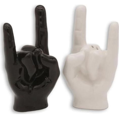 Ceramic Rock Hand Salt and Pepper Shaker - White