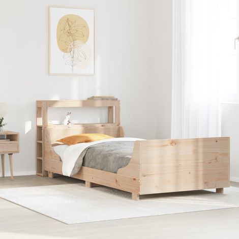 Bed Frame without Mattress 75x190 cm Small Single Solid Wood Pine vidaXL (1/5)