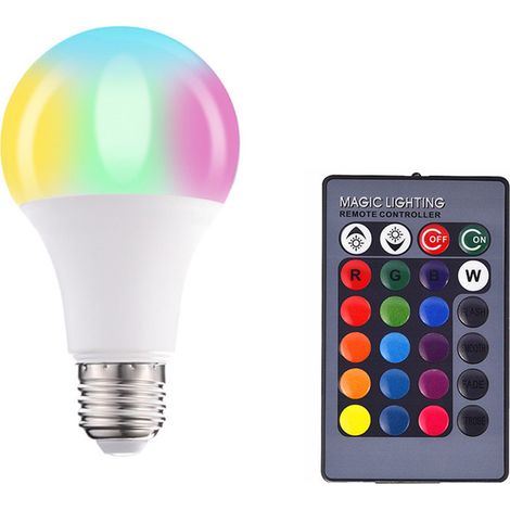 Ampoule LED RGBW 16 couleurs, 3 W/5 W/10 W/15 W, ampoule décorative colorée pour la maison, avec télécommande (1/5)