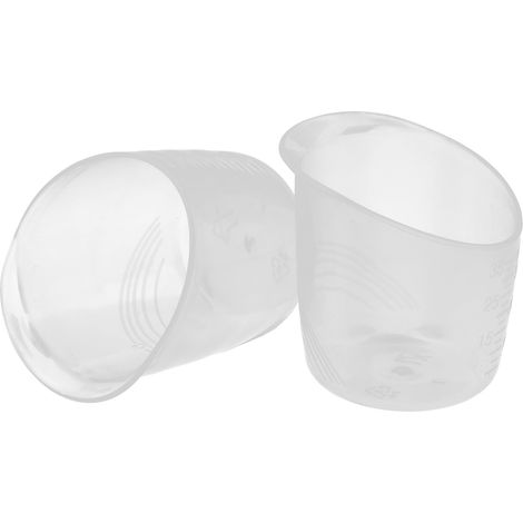 Lot de 2 gobelets doseurs pour bébé, en plastique transparent inodore, avec graduation. (1/5)