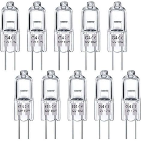 Lot de 10 ampoules halogènes G4, 10W - Ampoules halogènes blanc chaud adaptées aux espaces domestiques et de loisirs (1/5)