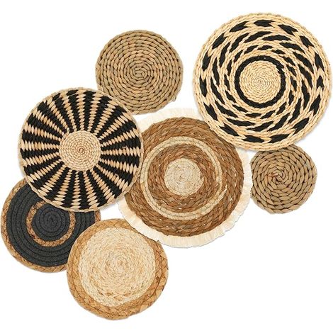 Panier Muraux Decoration en Rotin Osier Ronde Sets de Table pour Chambre à Coucher Salle à Manger Bureau (1/5)