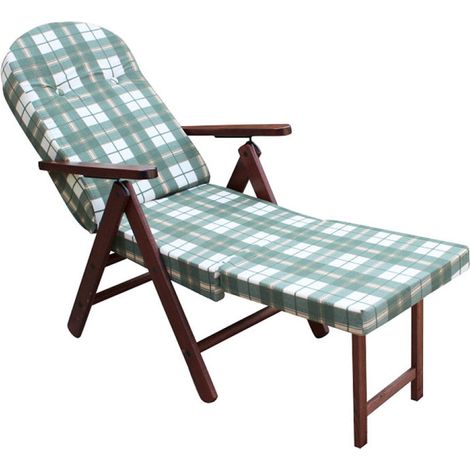 Poltrona 4 Posizioni Relax Faggio con Cuscino e Prolunga 84/40x 60x100 h cm in Cotone Verde (1/3)