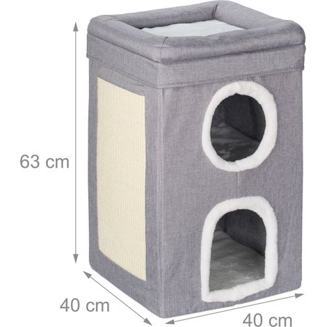 Cuccia per gatti a 3 livelli con superficie tiragraffi comfort e osservazione in tessuto grigio 130016041
