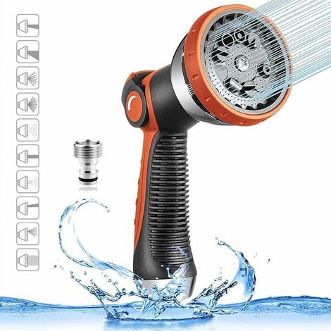 Pistola per irrigazione da giardino, pistola per tubo flessibile, 10 modalità di irrigazione, pistola per irrigazione ad alta pressione regolabile per irrigazione del prato, lavaggio auto e docce per (1/5)