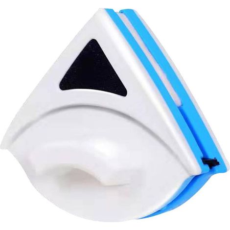 Lave Vitre Magnétique,Triangle Bleu, Essuie Glace Double Face,Outil De Nettoyage,Nettoyeurs De Vitres pour Portes Coulissantes, Écrans De Douche, Miroirs (1/5)