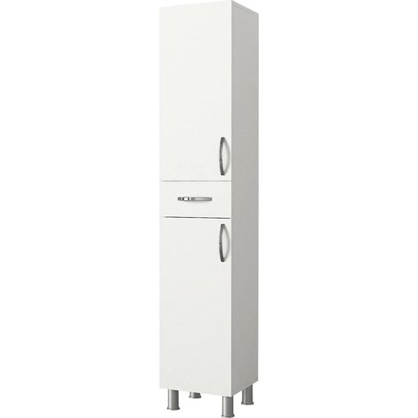 Schrank Giuddanin: 4 Böden, 1 Schublade, 2 Türen, 35x31x179h cm, Weiß