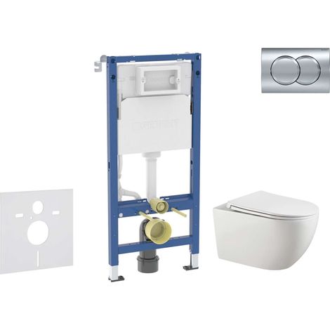 Geberit Duofix - Set bâti-support, cuvette Gaia et abattant softclose, plaque de déclenchement Delta01, chrome brillant SANI11CA1136B