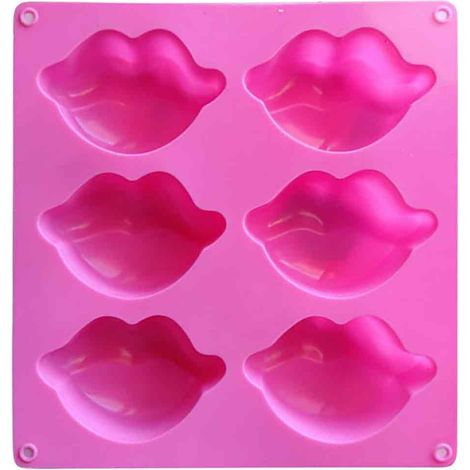 Molde De Silicona En Forma De Labios - 6 Cavidades - 5 Cm Por Cavity - 15 Ml Por Cavity - Para Chocolate Jabón Pastel - -10 A 230 Grados - Incluye Empujador (1/5)