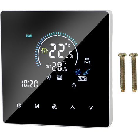 Fußbodenheizungsthermostat für Klimaanlagen, IP20 Touchscreen, Farbanzeige, Smart WiFi, programmierbar für Gebläsekonvektoren 5-60 ℃.