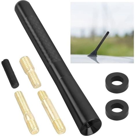 12cm Universal Short Car Antenna for Car Radio, Carbon Fiber, Rubber Rings, Screws M4 M5 M6, DAB/FM (1/4)