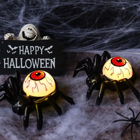 Bougies chauffe-plat LED sans flamme à piles, motif œil d'araignée Halloween, décoration lumineuse pour table, cheminée et fête (1/5)