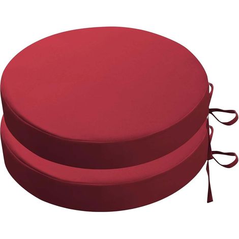 Lot de 2 Galette de Chaise Ronds d'extérieur de Jardin Imperméables avec Attaches 35cm ,Carrés, Coussins de Siège épaisseur 5cm for Patio,Jardin, Cuisines, Salle à Manger (1/4)