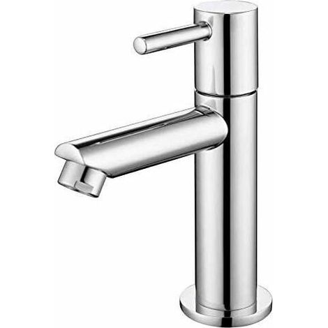 Cold Water Only Sink Faucet, Durable Silver Stainless Steel Surface Mounted Sink Mixer Tap, Guest Toilet Basin Faucet, 270g (1/5)