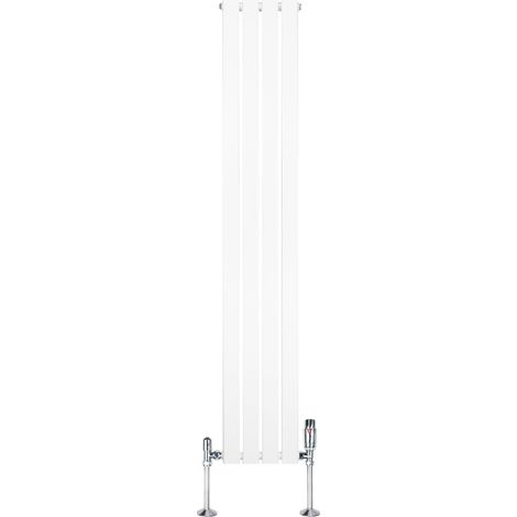 Radiateur Plat à 1 Colonne & Vannes 1800 x 280 mm en Acier Blanc Chauffage Centrale Moderne Verticale Monté Sur Mur Cuisine Salle de Bain [Brosse de Nettoyage & Supports INCLUSES] (1/5)