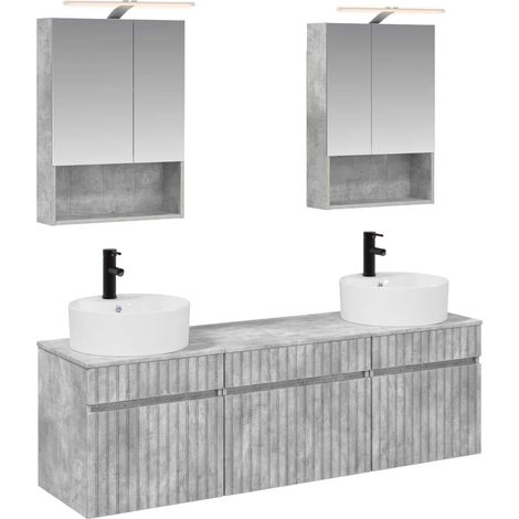 Ensemble d'armoire de salle de bain 5 pcs Gris béton vidaXL (1/5)