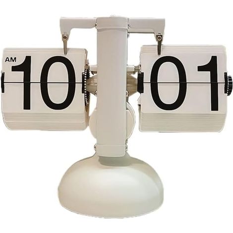 Reloj con Tapa, Reloj Retro Digital con Tapa, Reloj Retro con Tapa Retro, Reloj de Escritorio con Tapa, Reloj de Mesa, Reloj de Mesa mecánico con precisión Mudo, Reloj con Tapa para(Blanco) (1/4)