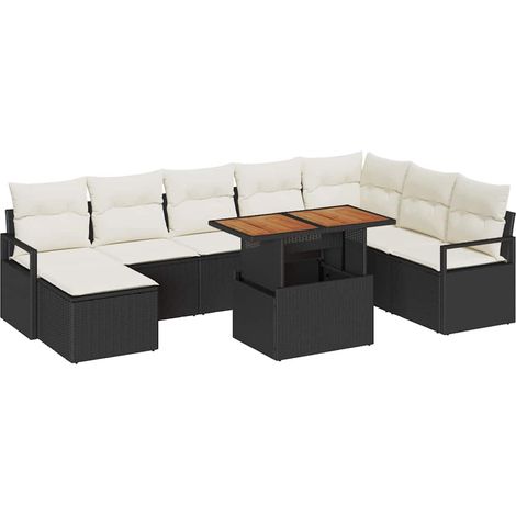 Garden Sofa Set 9 pcs Black and Cream vidaXL (1/5)