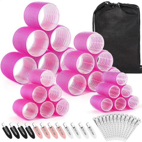 Set di 48 bigodini SBSGV con 24 bigodini in 4 misure (6 bigodini jumbo/6 bigodini grandi/6 bigodini medi/6 bigodini piccoli) e 24 bigodini. (1/5)